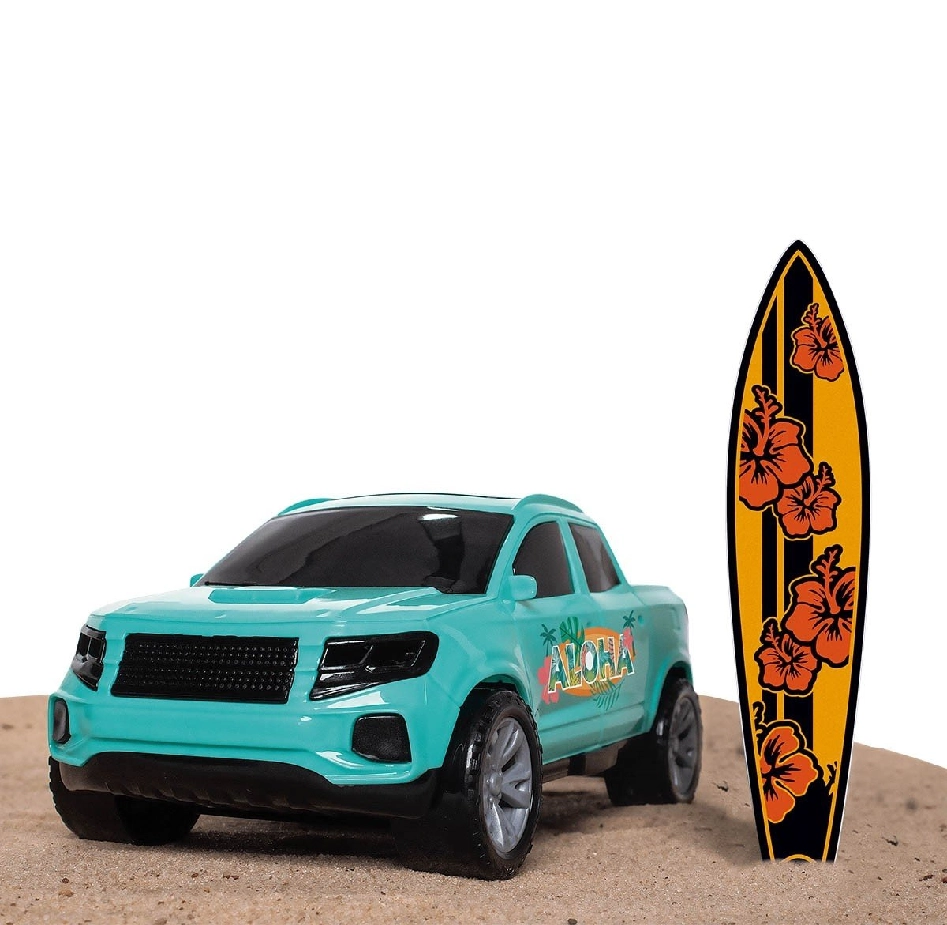 Carrinho Pickup Super Surf 19 Cm c/ Prancha Plástico Cores Sortidas, Samba Toys 0031, +3 Anos - 148014
