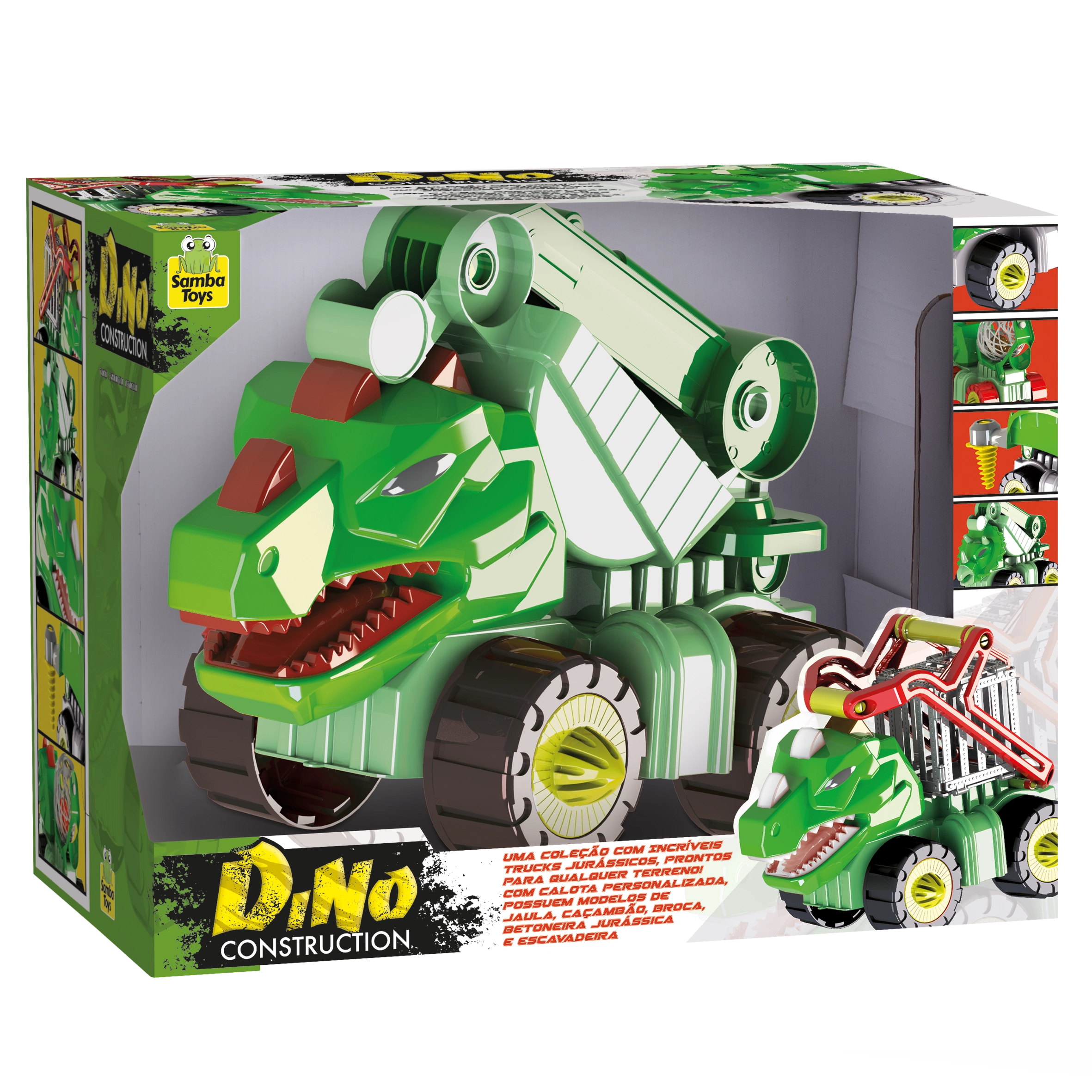 Carro Dinossauro Construction Escavadeira Rex Triceratops 151 Samba Toys