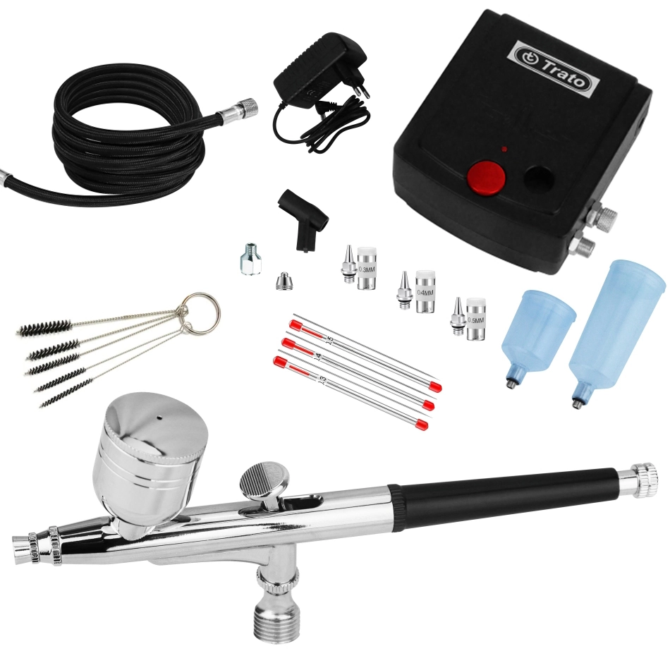 Kit Completo Aerografia Mini Compressor Ar + Aerógrafo 0,3mm