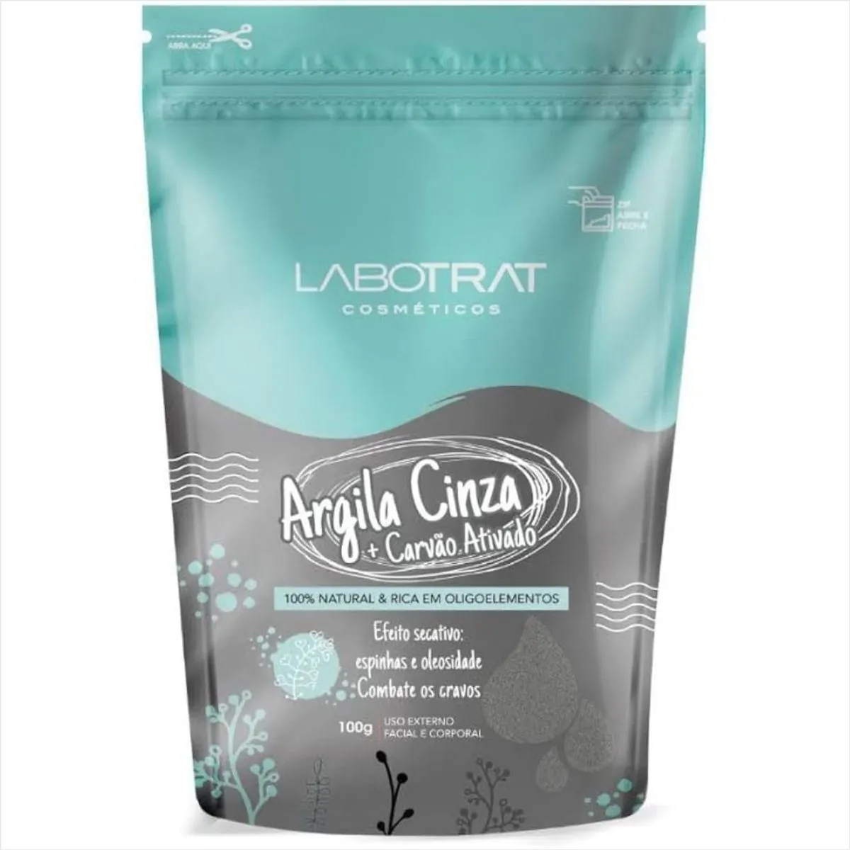 ARGILA CINZA C/ CARVAO ATIVADO 100G LABOTRAT