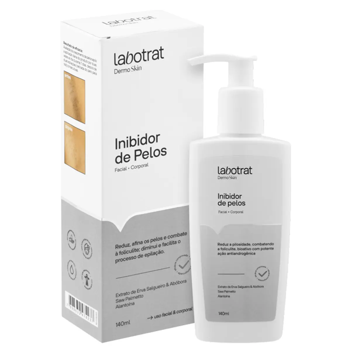 Inibidor De Pelos Corporal Facial Labotrat Dermo Skin Caixa 140ml