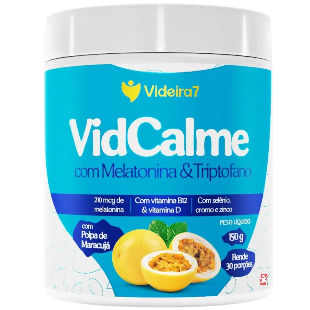 VIDCALME MARACUJÁ MELATONINA TRIPTOFANO COLINA VITAMINAS E MINERAIS 150G 30 DOSES – VIDEIRA7