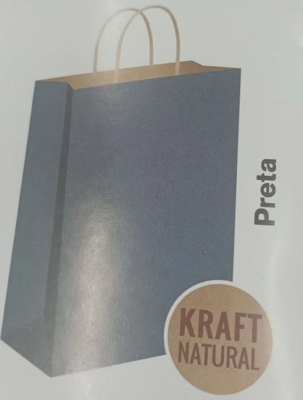 Sacola Presente C/alca Kraft/preta 18x09x24 C/10