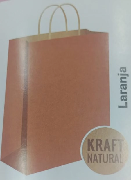Sacola Presente C/alca Kraft/laranja 18x09x24 C/10
