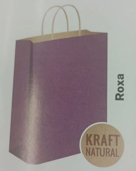 Sacola Presente C/alca Kraft/roxa 18x09x24 C/10