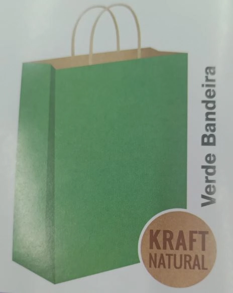 Sacola Presente C/alca Kraft/verde Bandeira 18x09x24 C/10
