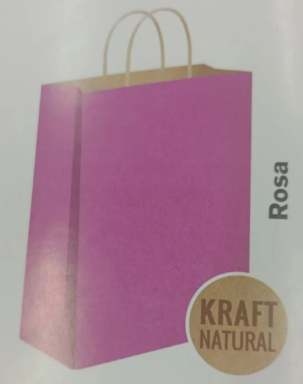 Sacola Presente C/alca Kraft/rosa18x09x24 C/10