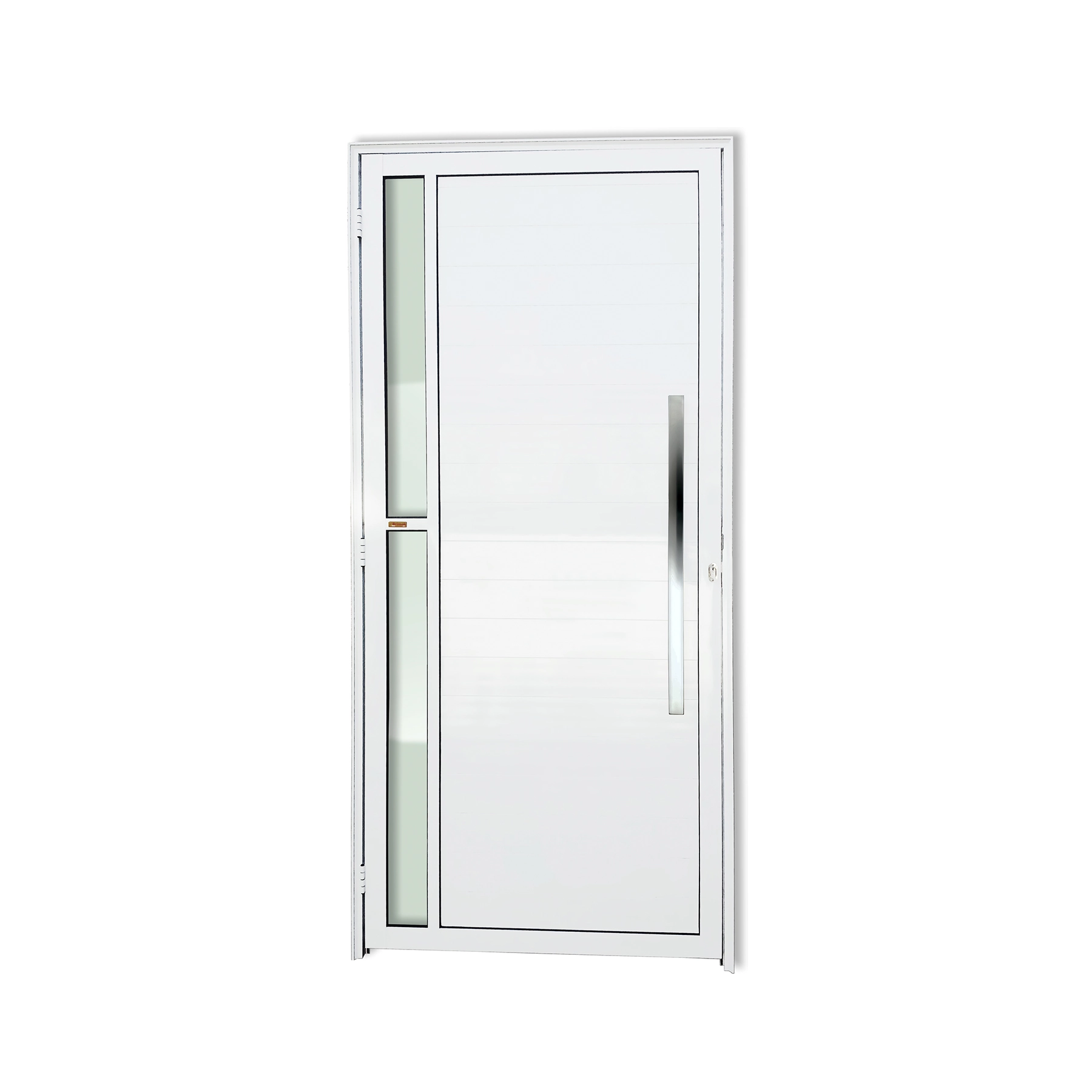 Porta Lambrill e com Visor de Giro Alumínio Branco 2,10x1,00m Lado Direito Linha Super 25 Visione Brimak