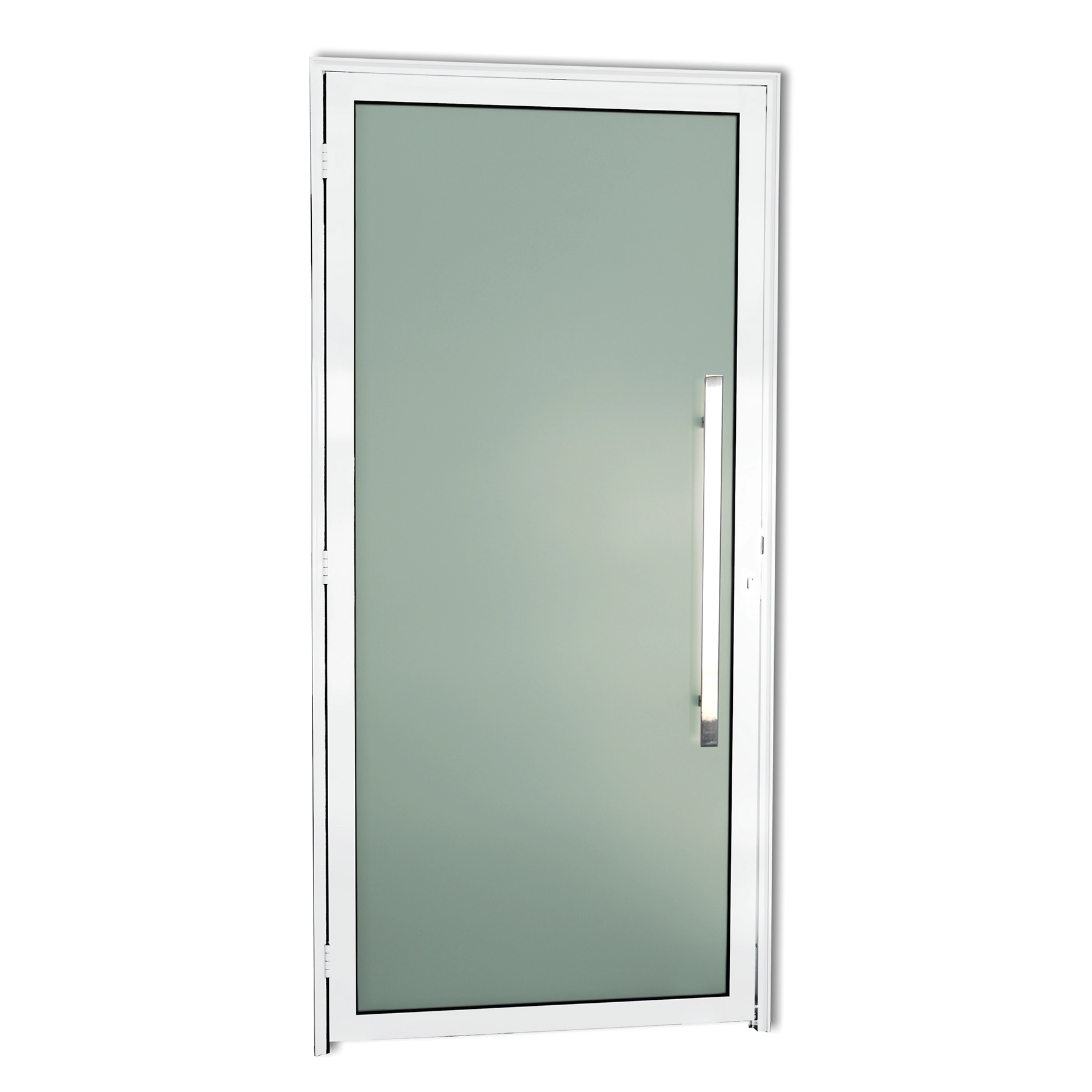 Porta com Visor de Giro Alumínio Branco 2,10x1,00m Lado Esquerdo Linha Super 25 Murano Brimak