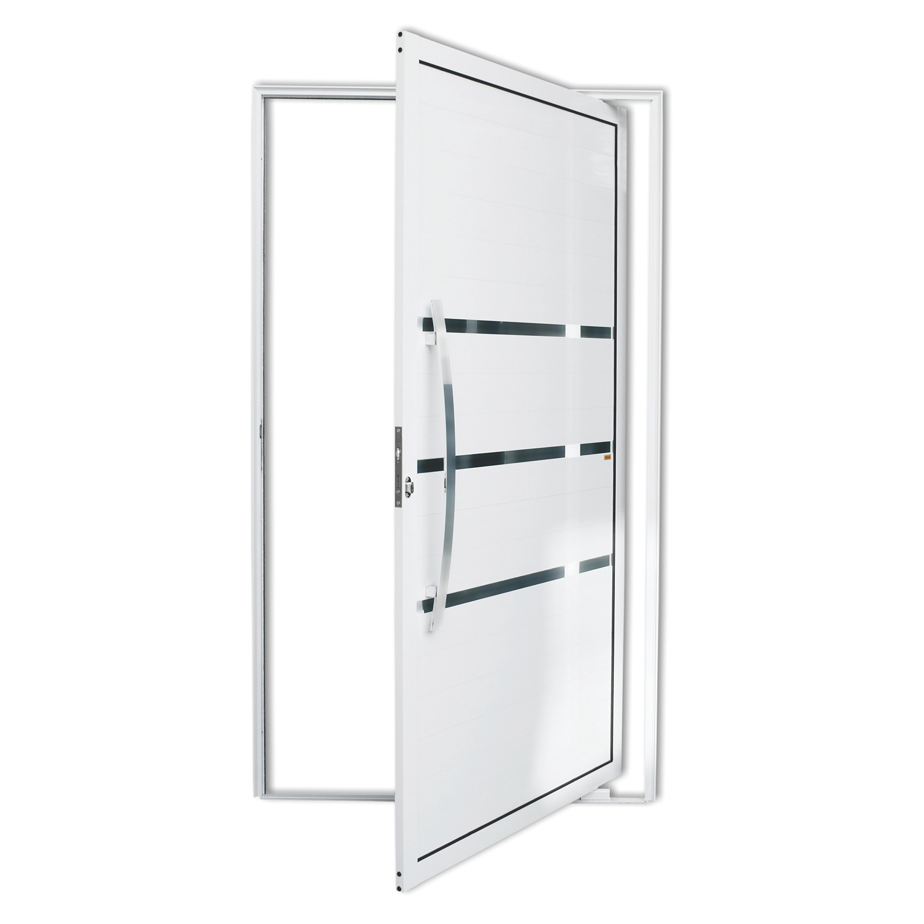 Porta Lambrill Pivotante Alumínio Branco Evolution 2,10x1,00m Lado Esquerdo Linha Super 25 Brimak
