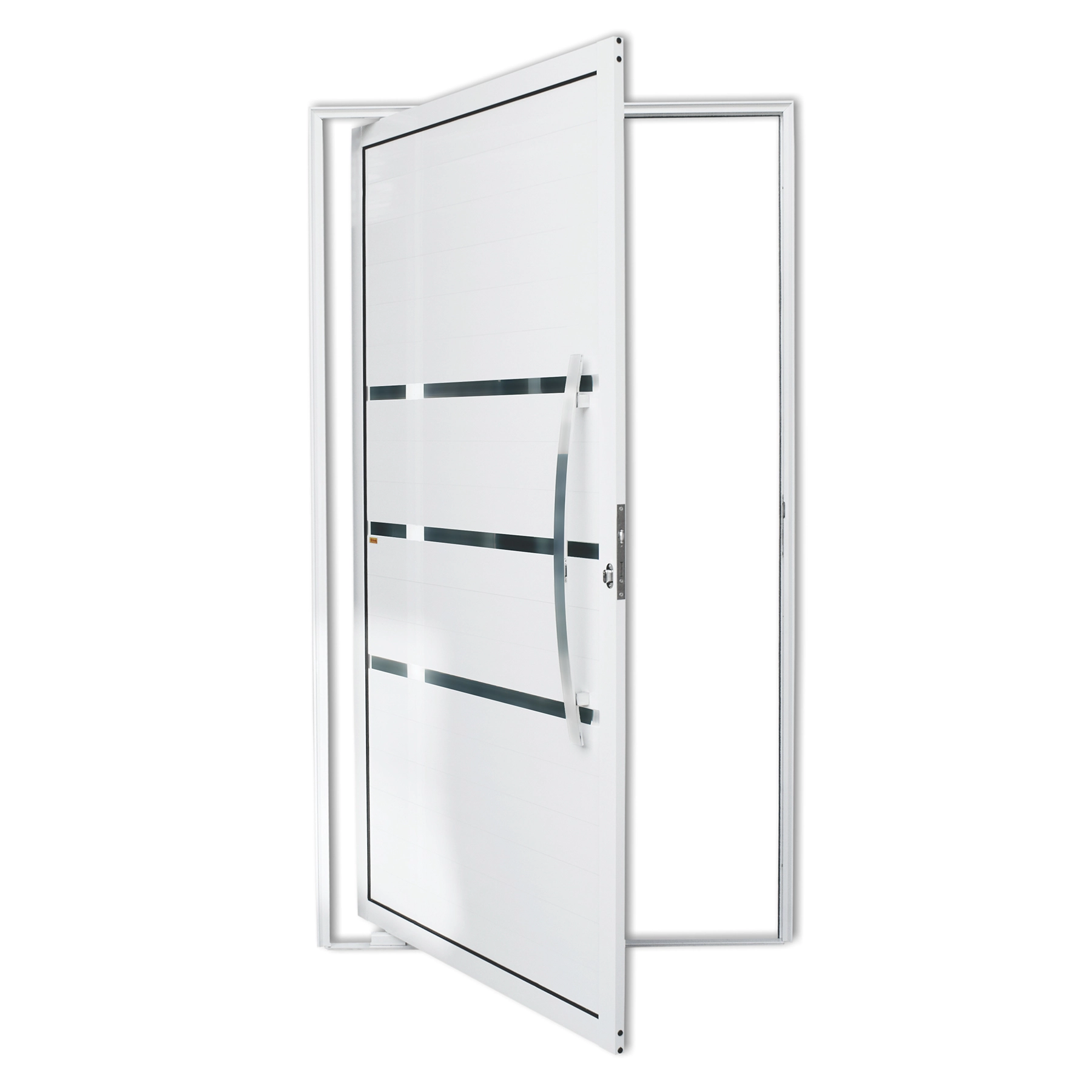 Porta Lambrill Pivotante Alumínio Branco Evolution 2,10x1,20m Lado Direito Linha Super 25 Brimak