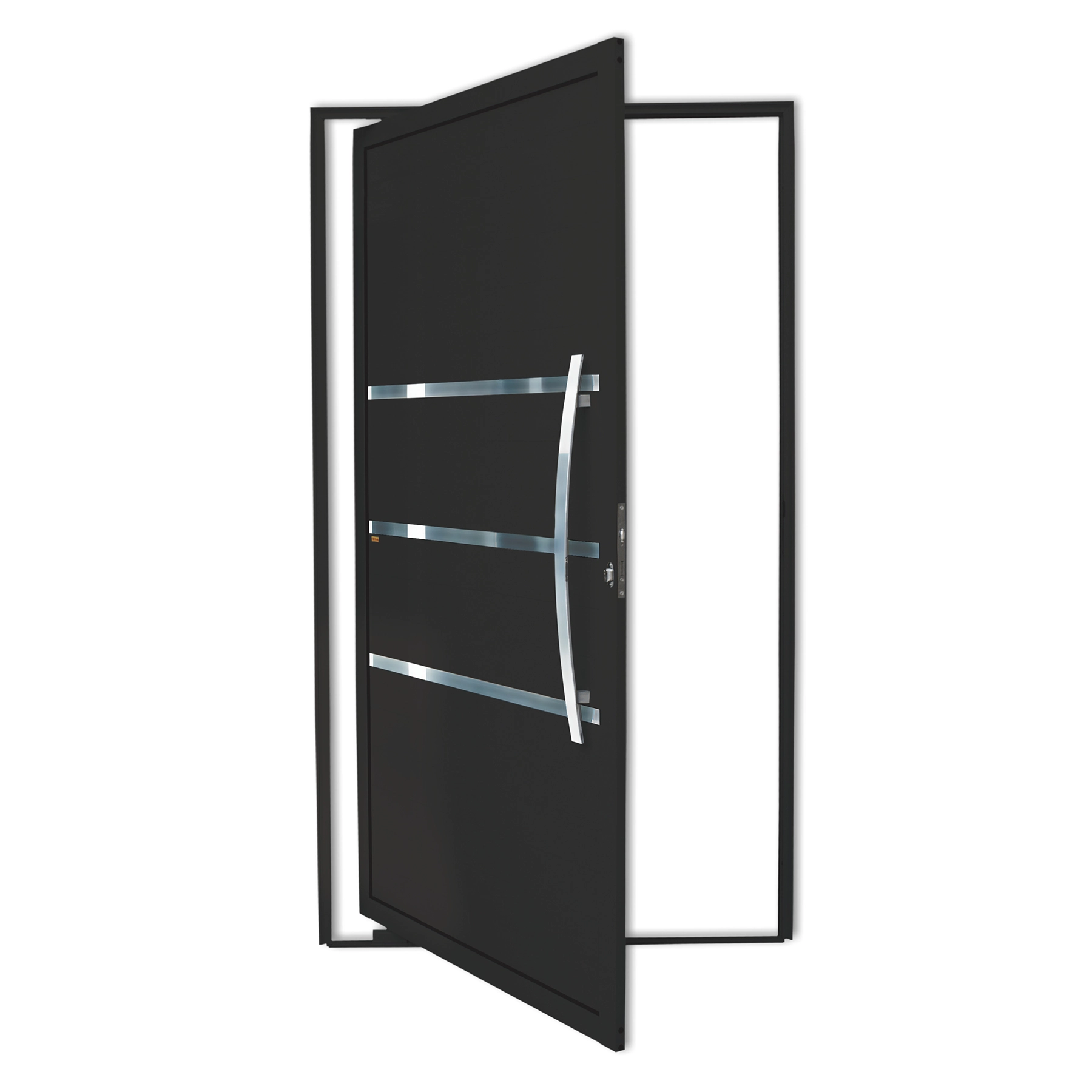 Porta Lambrill Pivotante Alumínio Preto Fosco Evolution 2,10x1,20m Lado Direito Linha Super 25 Brimak