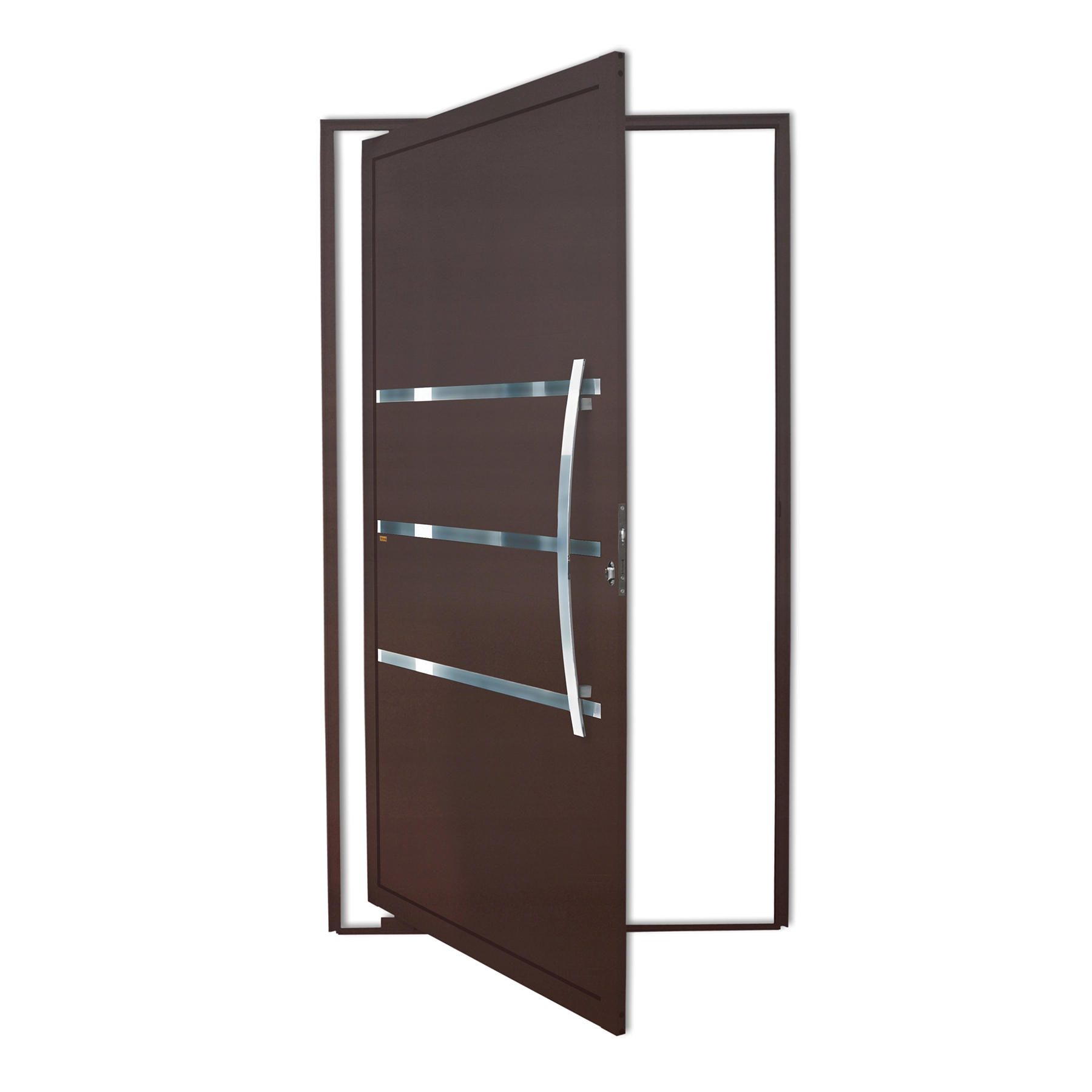 Porta Lambrill Pivotante Alumínio Corten Texturizado Evolution 2,10x1,20m Lado Direito Linha Super 25 Brimak