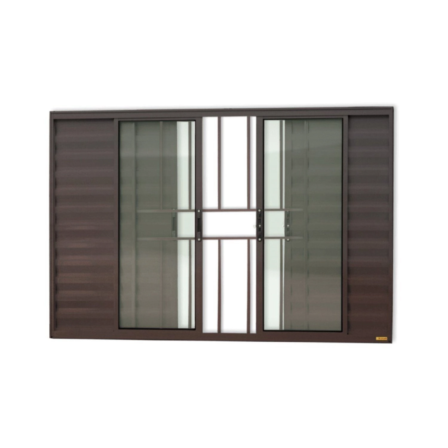 Janela Janela Veneziana Confort 6 Folhas Com Grade Vidro Liso 100cm X 100cm Brimak Corten