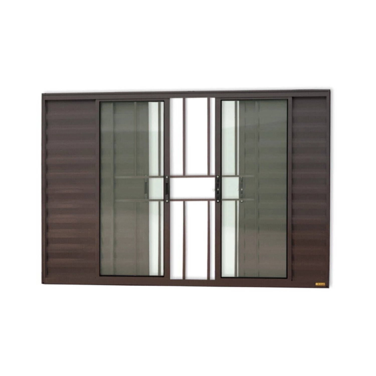 Janela Janela Veneziana Confort 6 Folhas Com Grade Vidro Liso 120cm X 150cm Brimak Corten