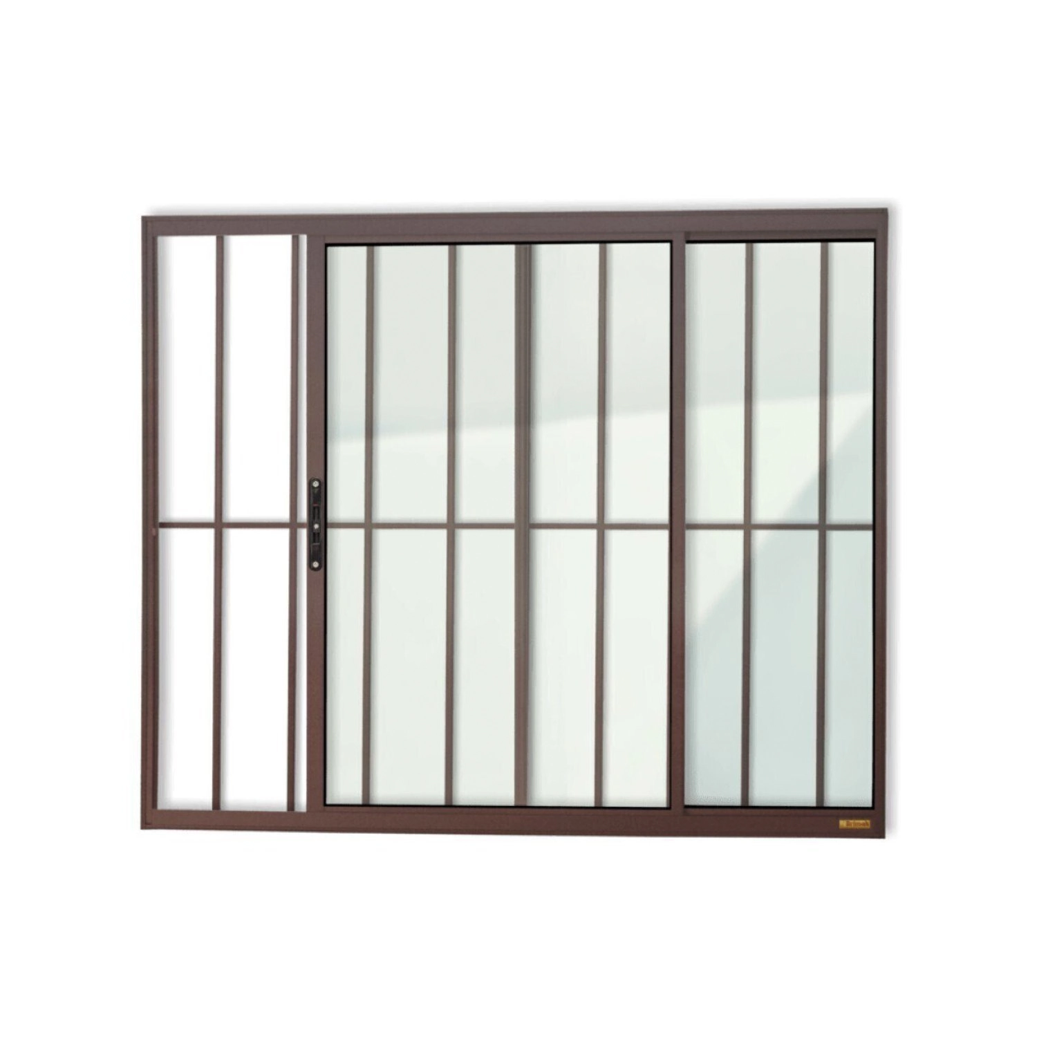 Janela Confort 2 Folhas Com Grade Vidro Liso 120cm X 120cm Brimak Corten