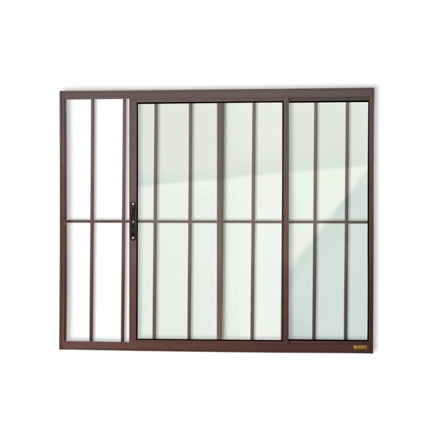 Janela Confort 2 Folhas Com Grade Vidro Liso 80cm X 80cm Brimak Corten
