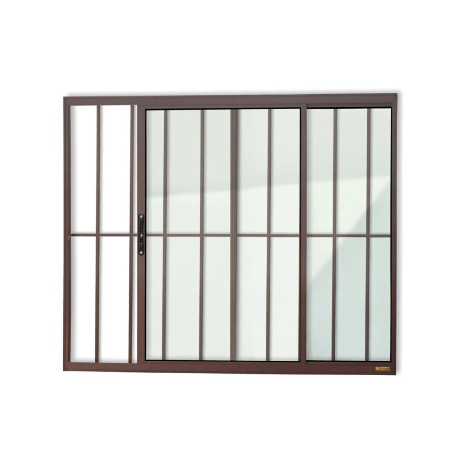 Janela Confort 2 Folhas Com Grade Vidro Liso 80cm X 100cm Brimak Corten