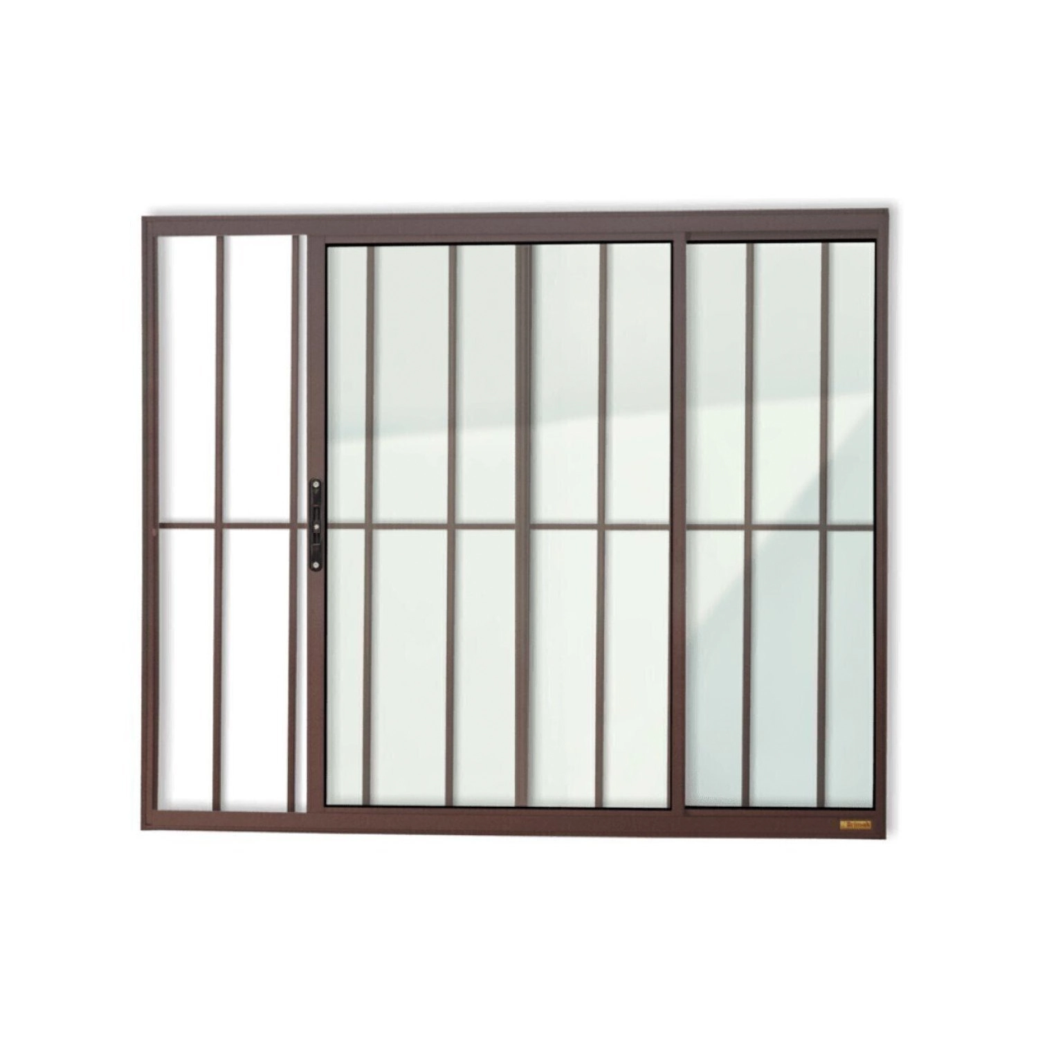 Janela Confort 2 Folhas Com Grade Vidro Liso 100cm X 80cm Brimak Corten