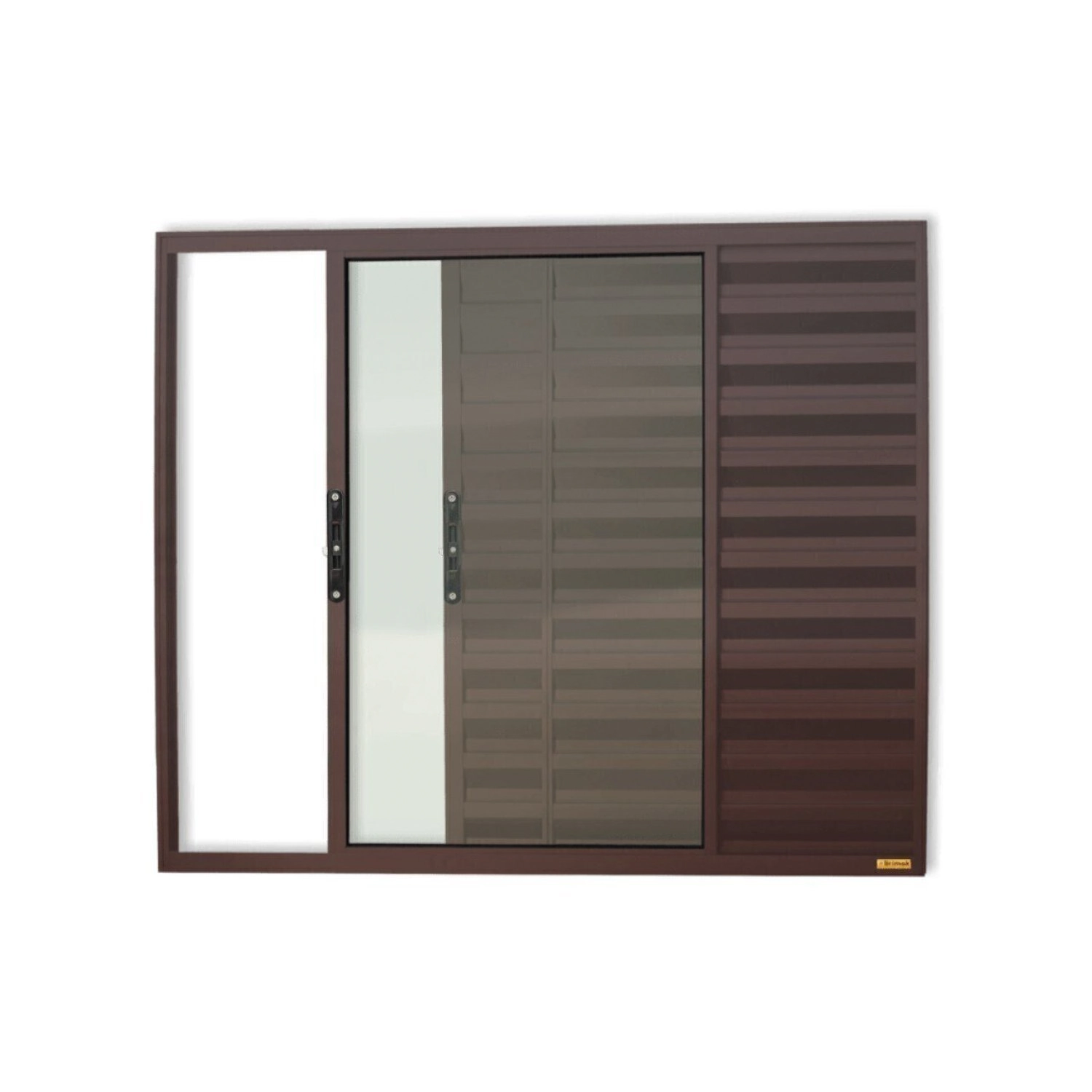 Janela Janela Veneziana Confort 3 Folhas Vidro Liso 80cm X 100cm Brimak Corten