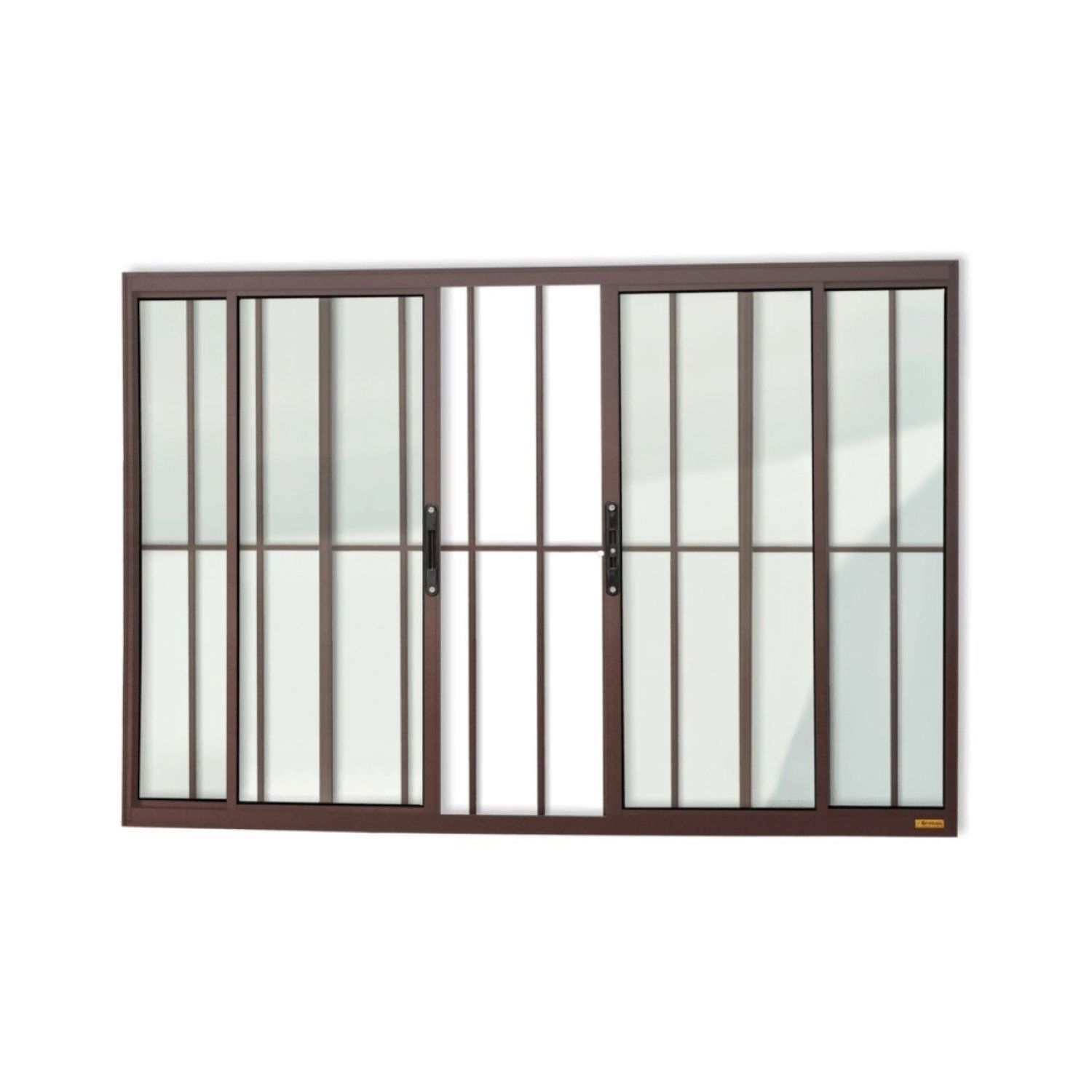Janela Confort 4 Folhas Com Grade Vidro Liso 100cm X 100cm Brimak Corten