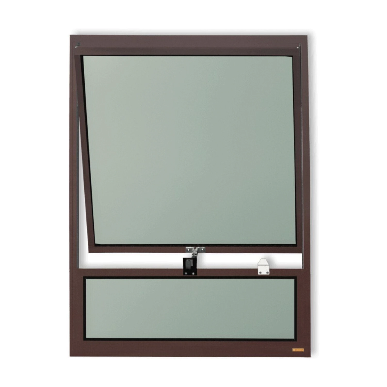 Janela De Alumínio Maxim-ar Com Bandeira 80x80cm Vidro Mini Boreal Plus Brimak Corten