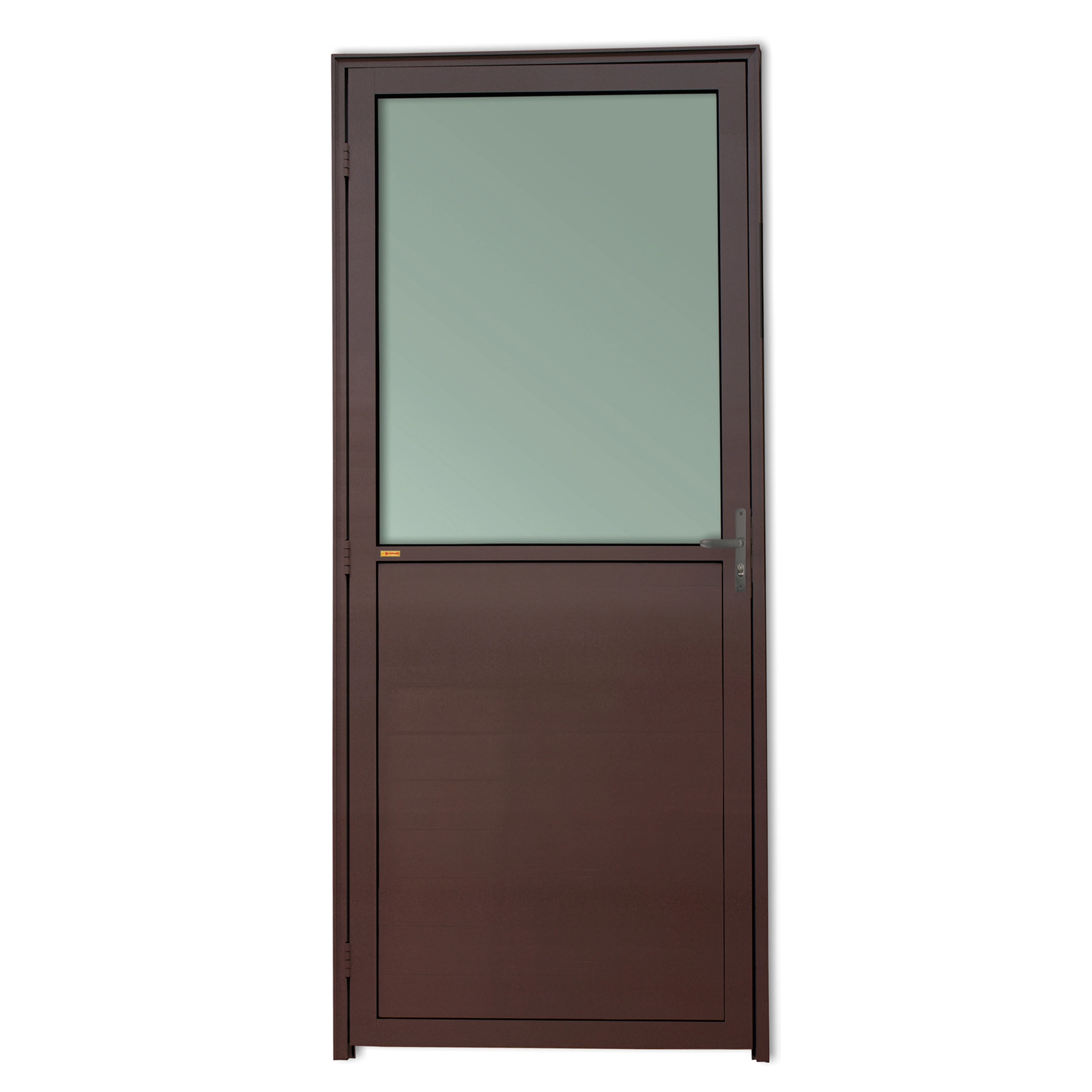 Porta Lambrill e com Visor de Giro Alumínio Pintado Aço Corten Texturizado 2,10x0,90m Lado Direito Linha Super-25 Brimak