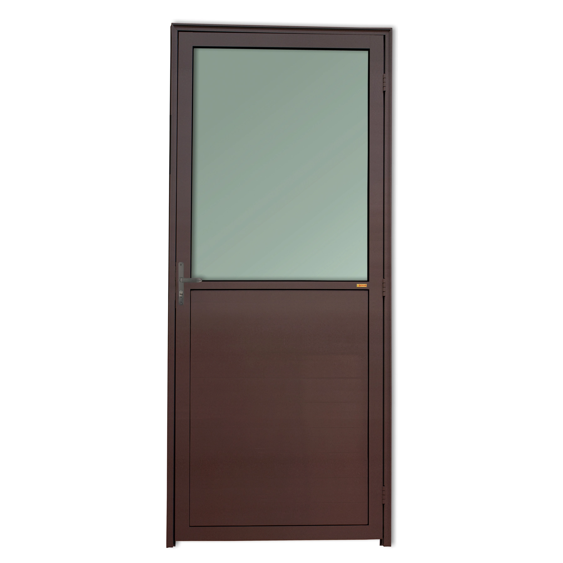 Porta Lambril e com Visor de Giro Alumínio Pintado Aço Corten Texturizado 2,10x0,80m Lado Esquerdo Linha Super-25 Brimak
