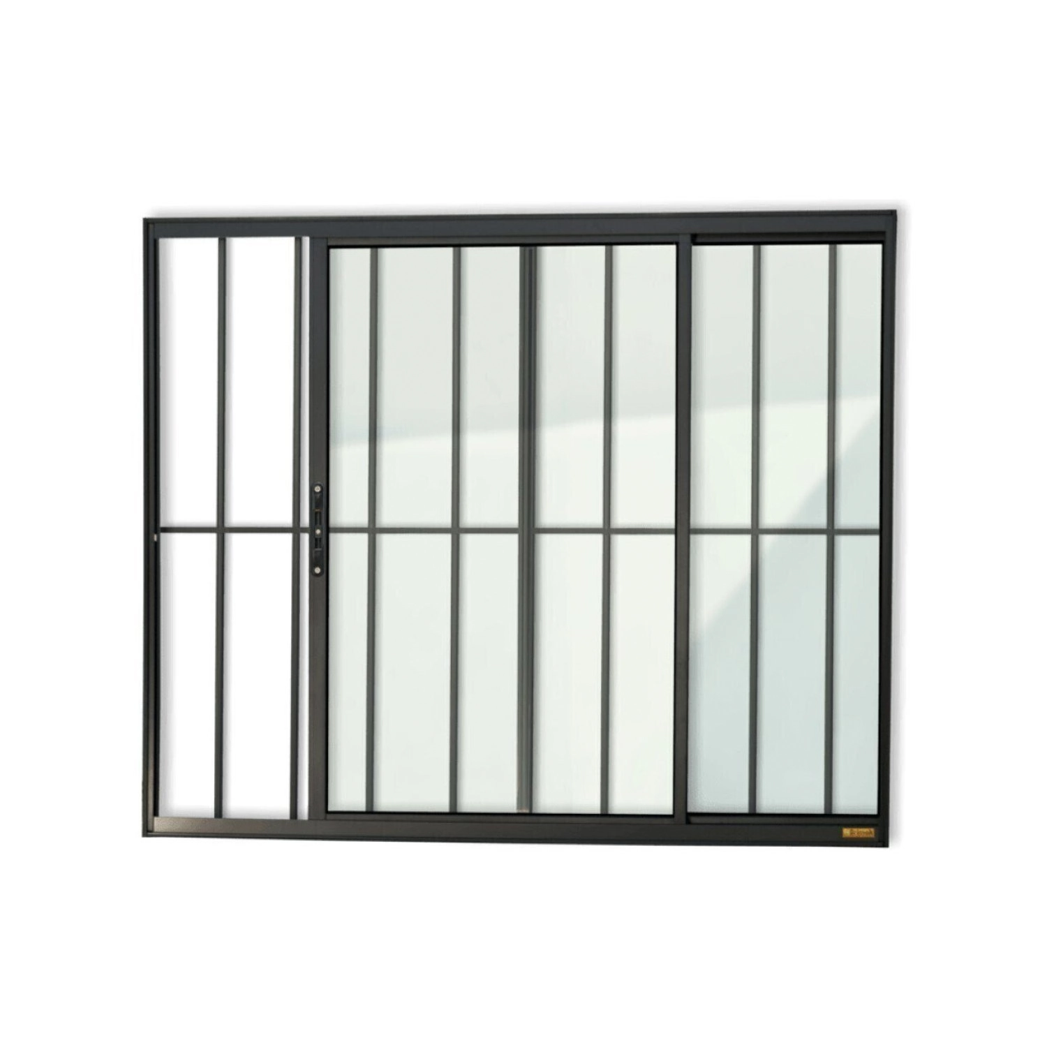 Janela Confort 2 Folhas Com Grade Vidro Liso 80cm X 80cm Brimak Preto