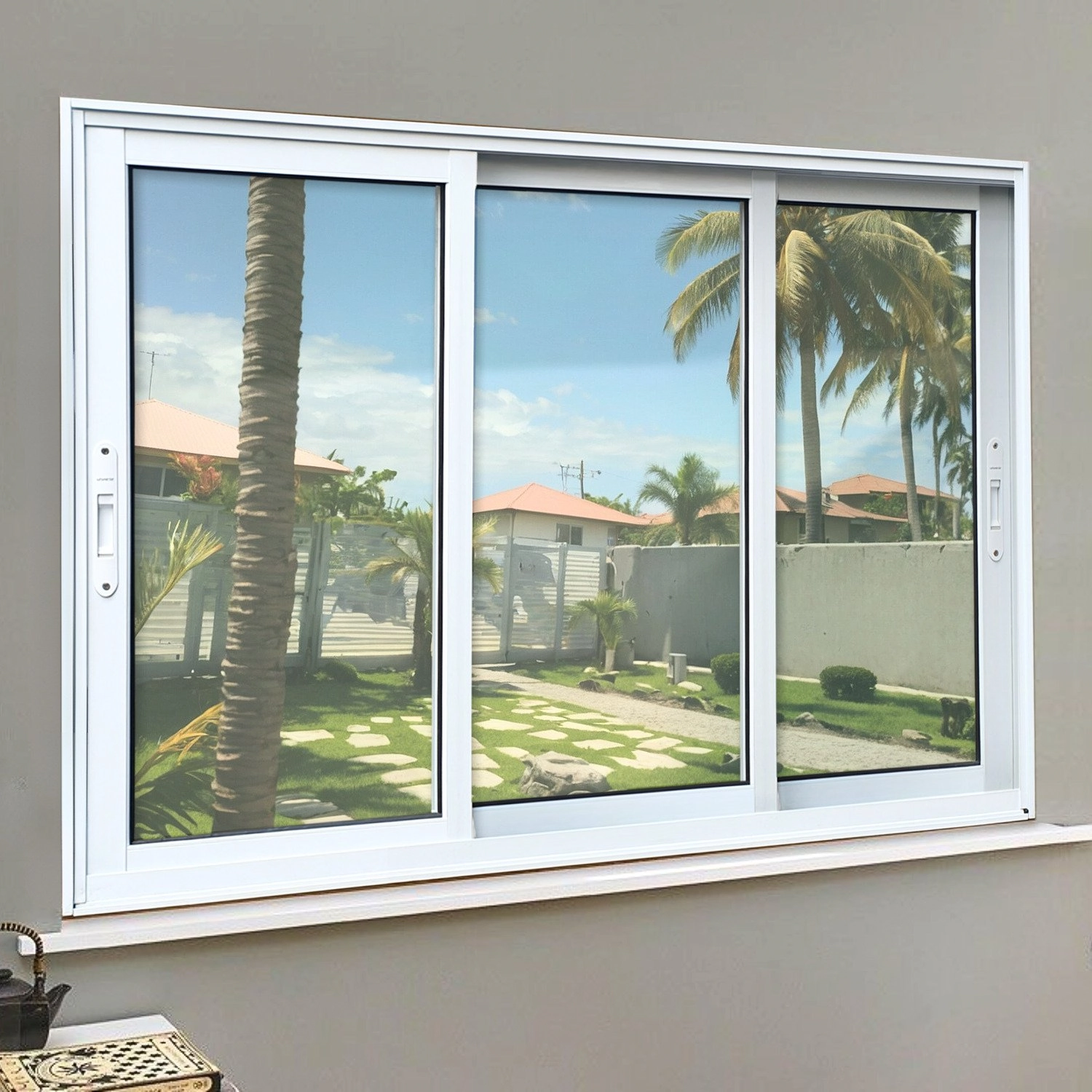 Janela Elite 3 Folhas Moveis Sequenciais 100 X 200 Vidro Liso Branco