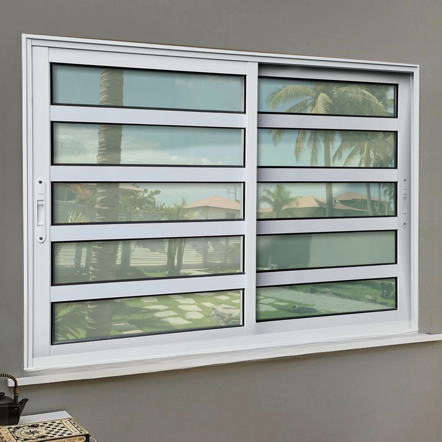 Janela Elite Com Travessas 2 Folhas Moveis 120 X 150 Vidro Liso Branco