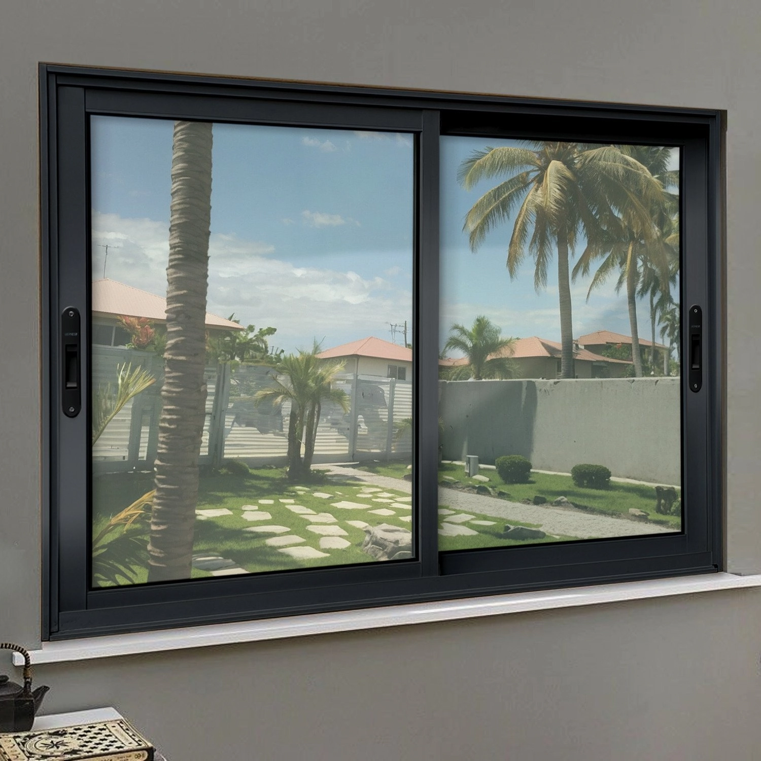 Janela Elite 2 Folhas Moveis 100 X 200 Vidro Liso Preto