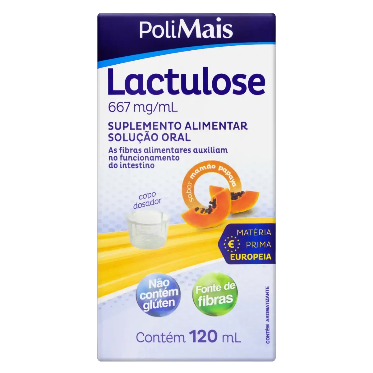 Polimais Lactulose 667mg/ml Mamão Papaya Nutriex Caixa 120ml Solução Oral