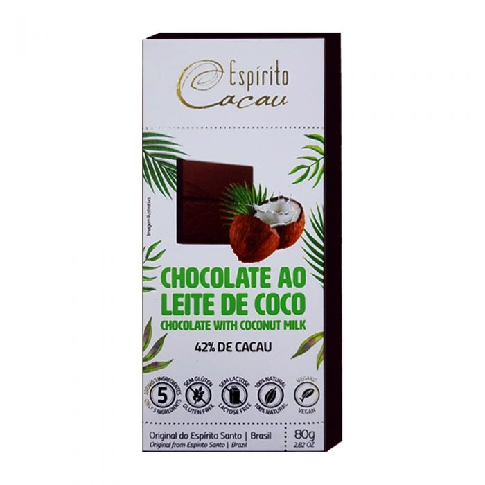 Choc Barra Espirito Cac 42 Veg 80g Choc/leit Coco