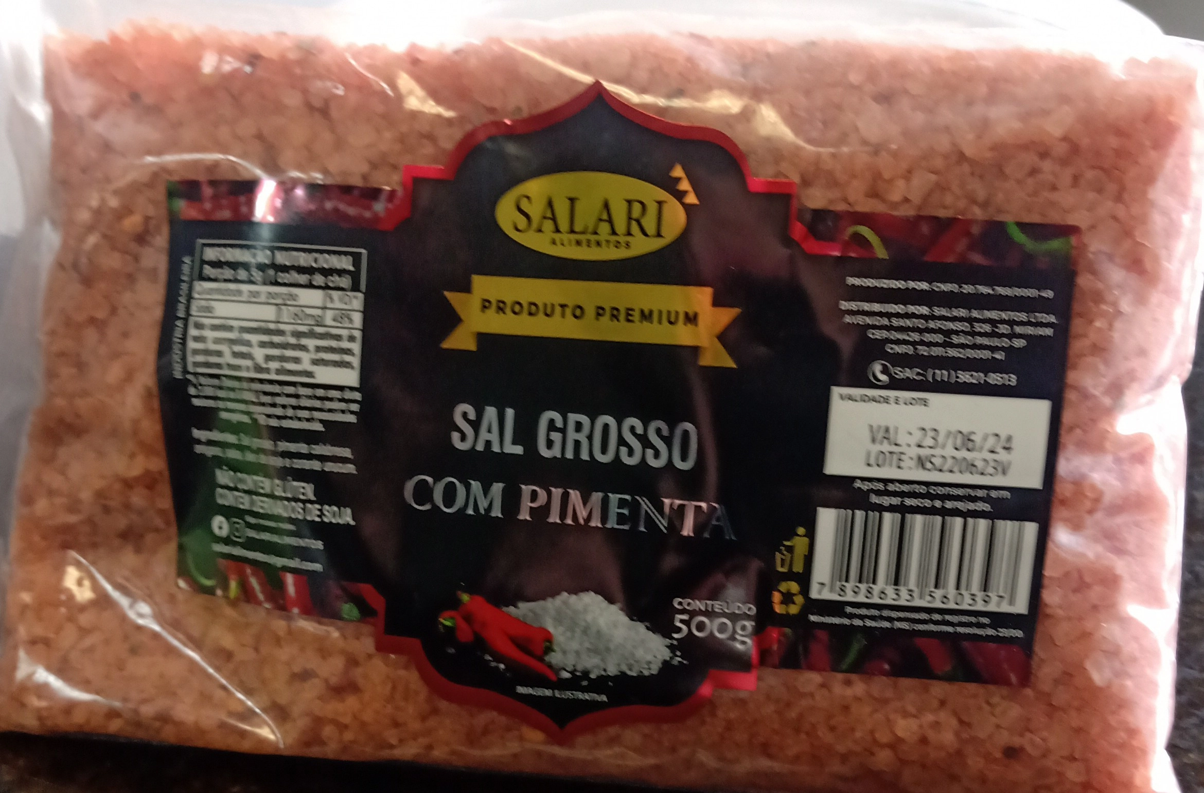 Sal Grosso Salari 500g C/ Pimenta