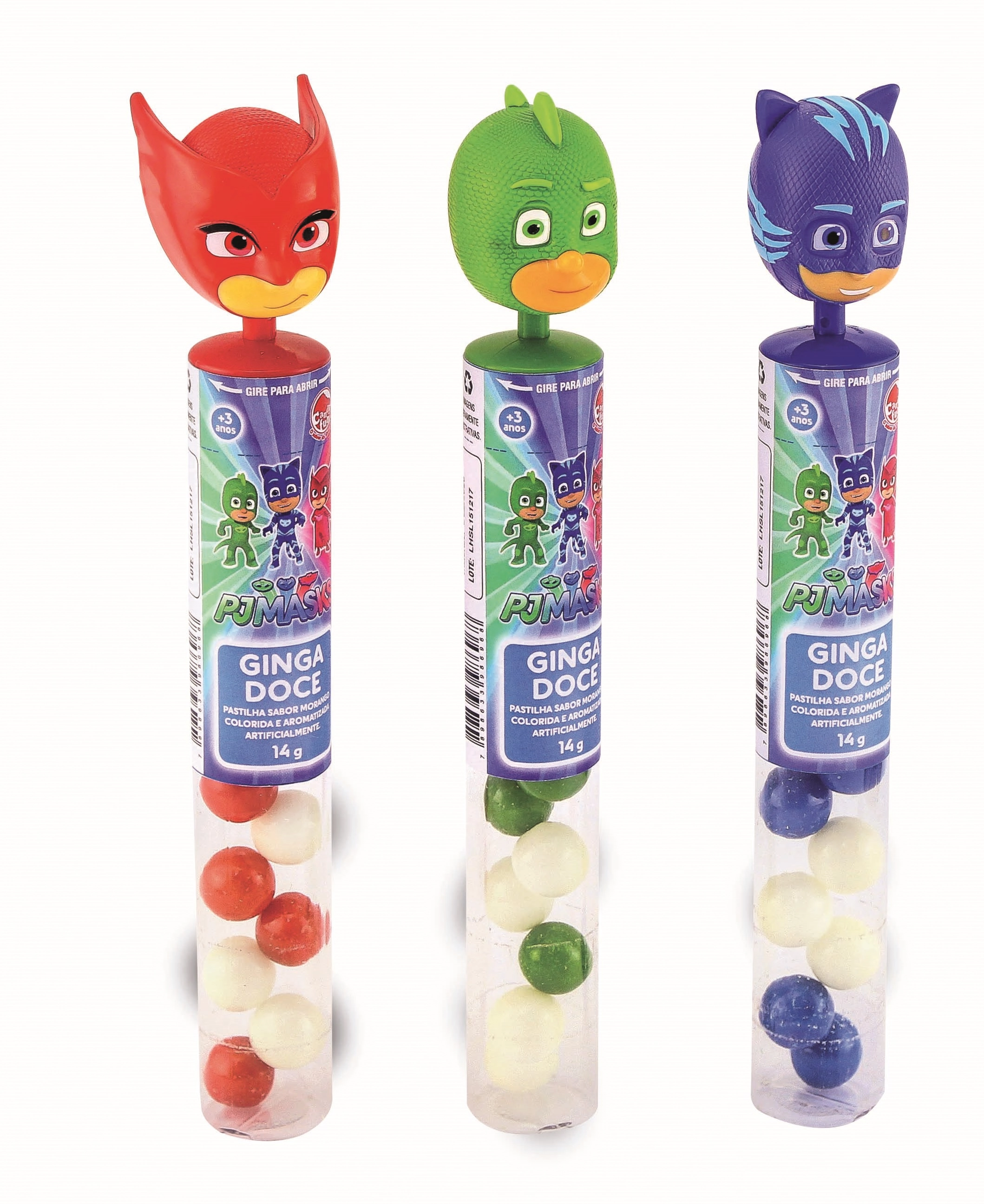 Tubo Porta Balas Pjmasks 4634 Ginga Doce Dtc