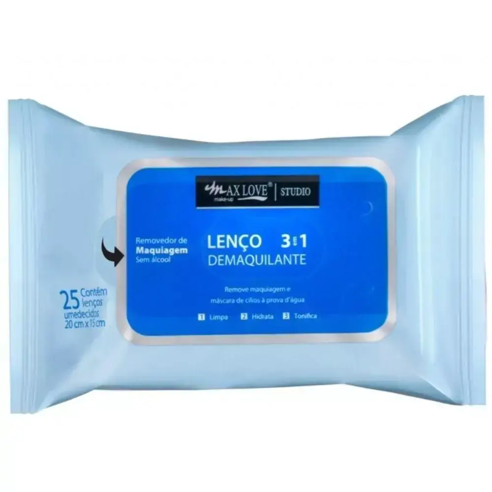 Lenço Demaquilante Max Love 3x1 c/25 Unidades