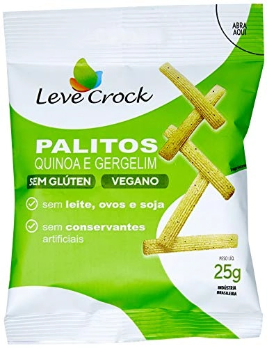 Biscoito Palito Salgado Quinoa e Gergelim Sem Glúten Leve Crock 25g