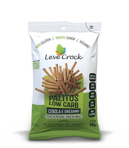 Biscoito Palito Salgado Cebola e Orégano Sem Glúten Low Carb Leve Crock 50g
