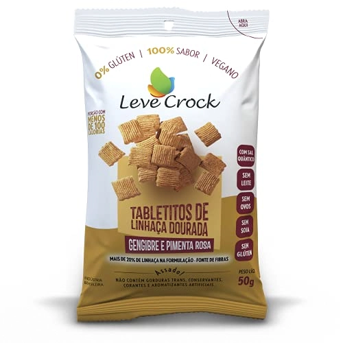 Biscoito Tabletito Salgado Linhaça Dourada, Gengibre e Pimenta Leve Crock 50g
