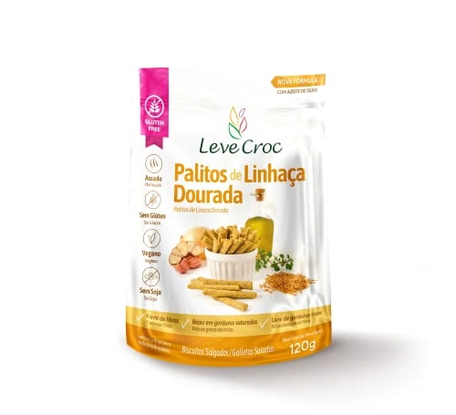 Biscoito Palito Salgado Linhaça Dourada Sem Glúten Leve Crock 120g