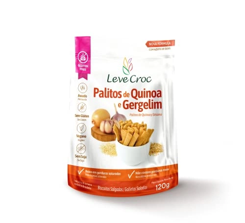 Biscoito Palito Salgado Quinoa e Gergelim Sem Glúten Leve Crock 120g