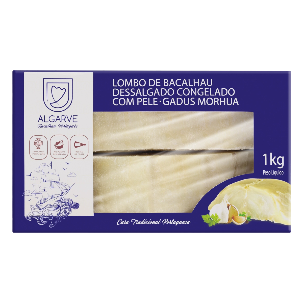 Lombo De Bacalhau Congelado Gadus Morhua Dessalgado Algarve Caixa 1kg