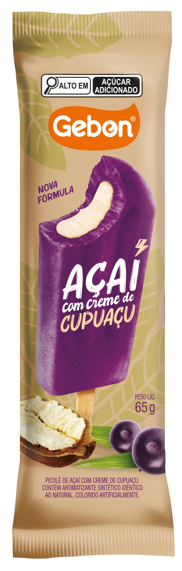 Sorvete Paleta Açaí Com Creme De Cupuaçu Gebon 65g