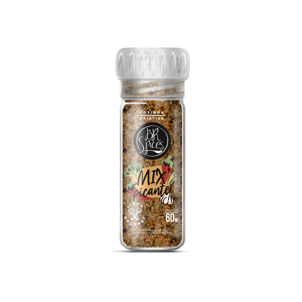 Mix De Especiarias Picante Com Moedor Br Spices Gourmet Vidro 60g