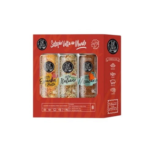 Kit Mix Espanhol E Paella 90g Italiano 70g Mexicano 50g Com Moedor Br Spices Seleção Volta Ao Mundo