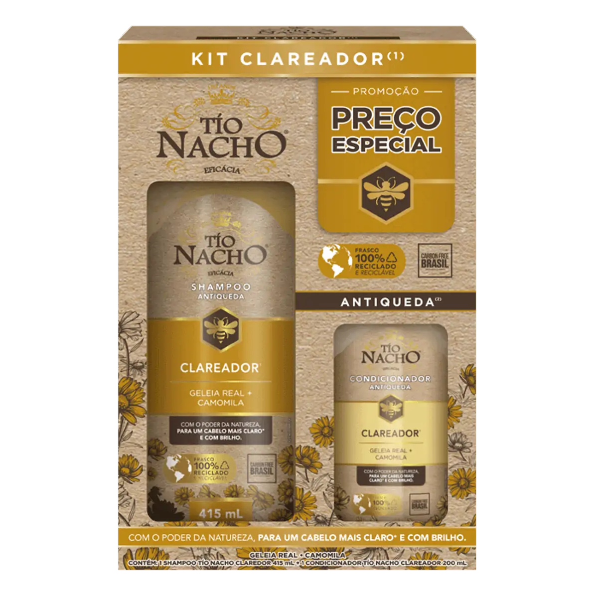 Kit Tio Nacho Clareador Antiqueda Camomila com 1 Shampoo 415 ml + 1 Condicionador com 200 ml