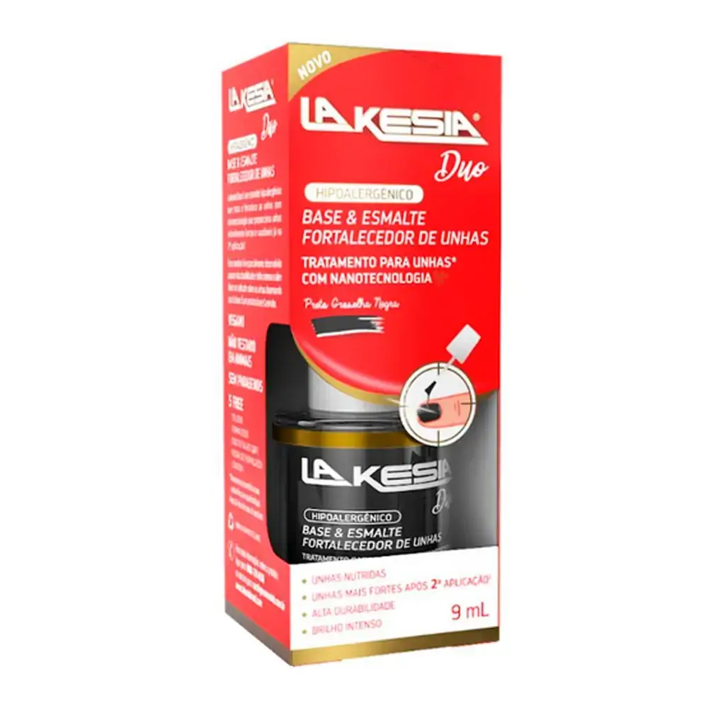 Base e Esmalte Fortalecedor de Unhas Lakesia Duo Groselha Negra com 9 ml