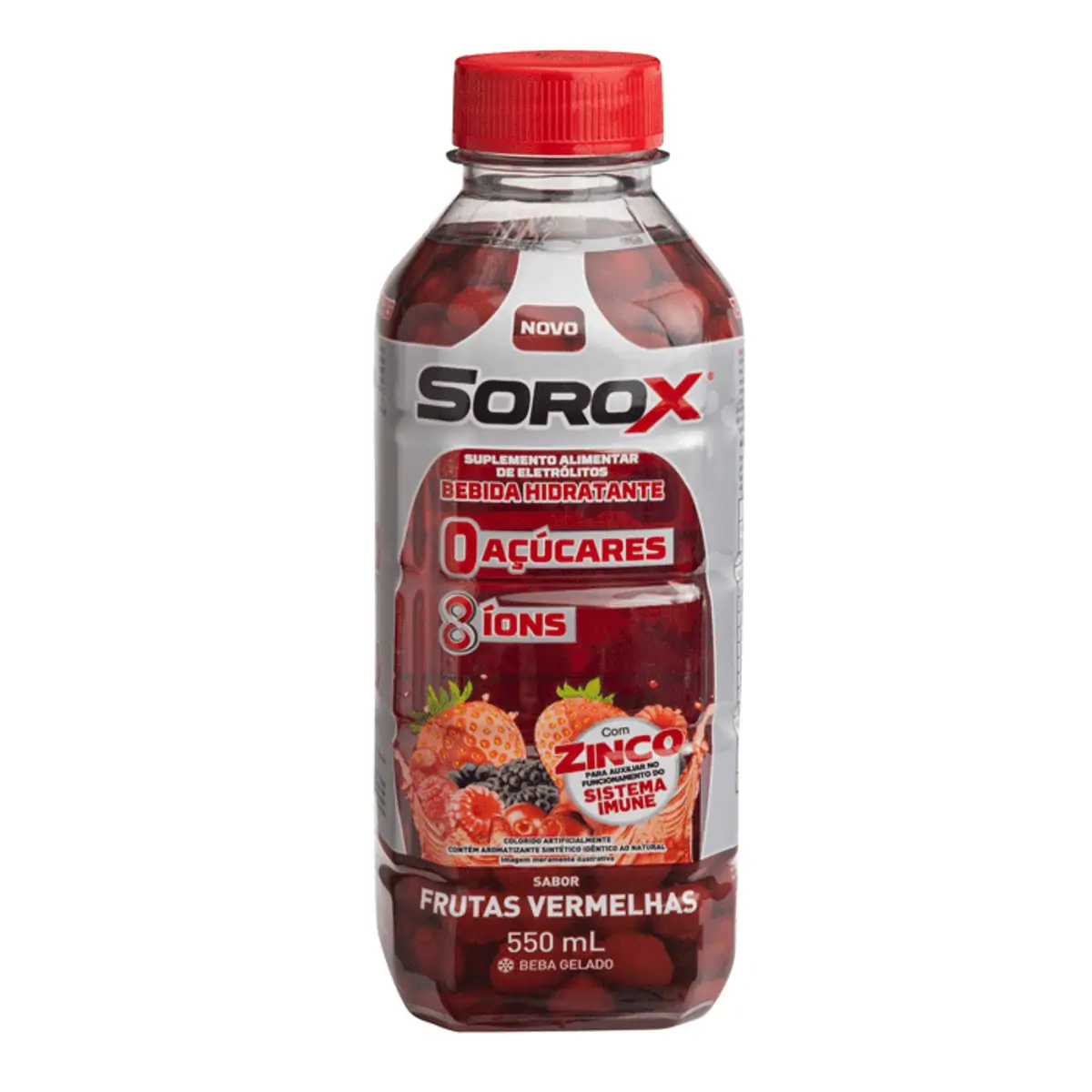 Isotônico Frutas Vermelhas Zero Açúcar Sorox Frasco 550ml