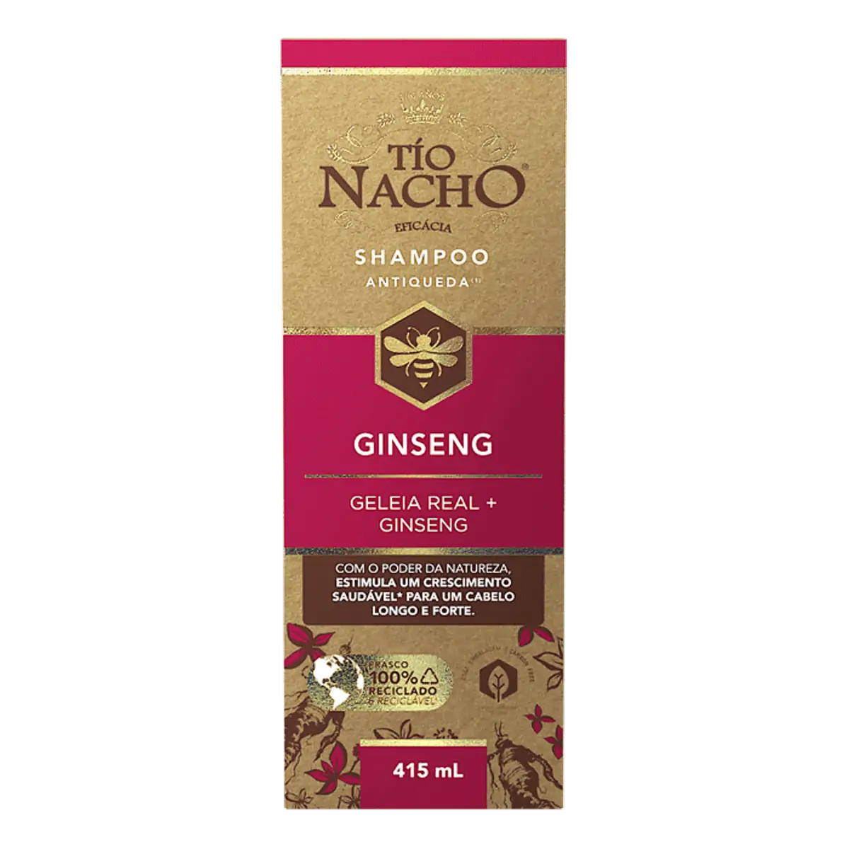 Shampoo Tío Nacho Antiqueda Ginseng Frasco 415ml